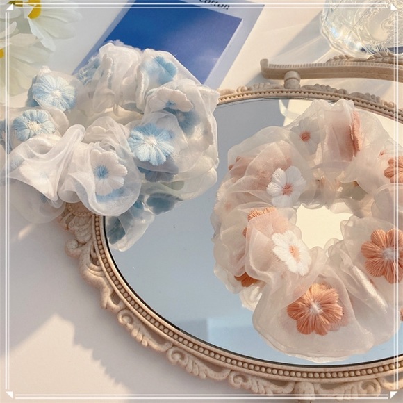 🌼Embroidery Floral Hair Tie Scrunchie - Picture 5 of 8